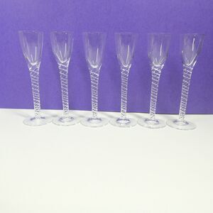 Holmegaard Twist - Set 6 Aquavit Cordial Glasses 6.5" Clear Danish MCM Vintage